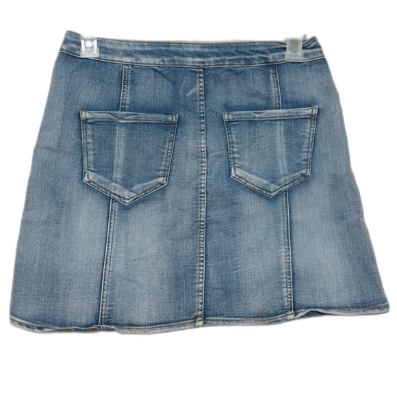 Faded Glory skirt Womens 6 blue denim button front mini panel Hippie Y2K Retro - Picture 2 of 5